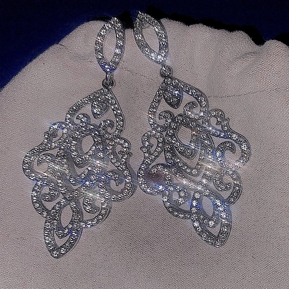 NEW Silver Diamond Rhinestone Earrings Perfect for Pageant Homecoming Dance Prom